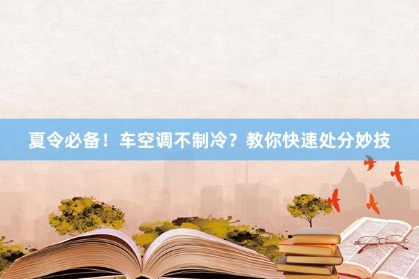 夏令必备！车空调不制冷？教你快速处分妙技