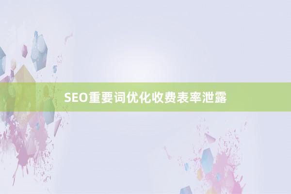 SEO重要词优化收费表率泄露